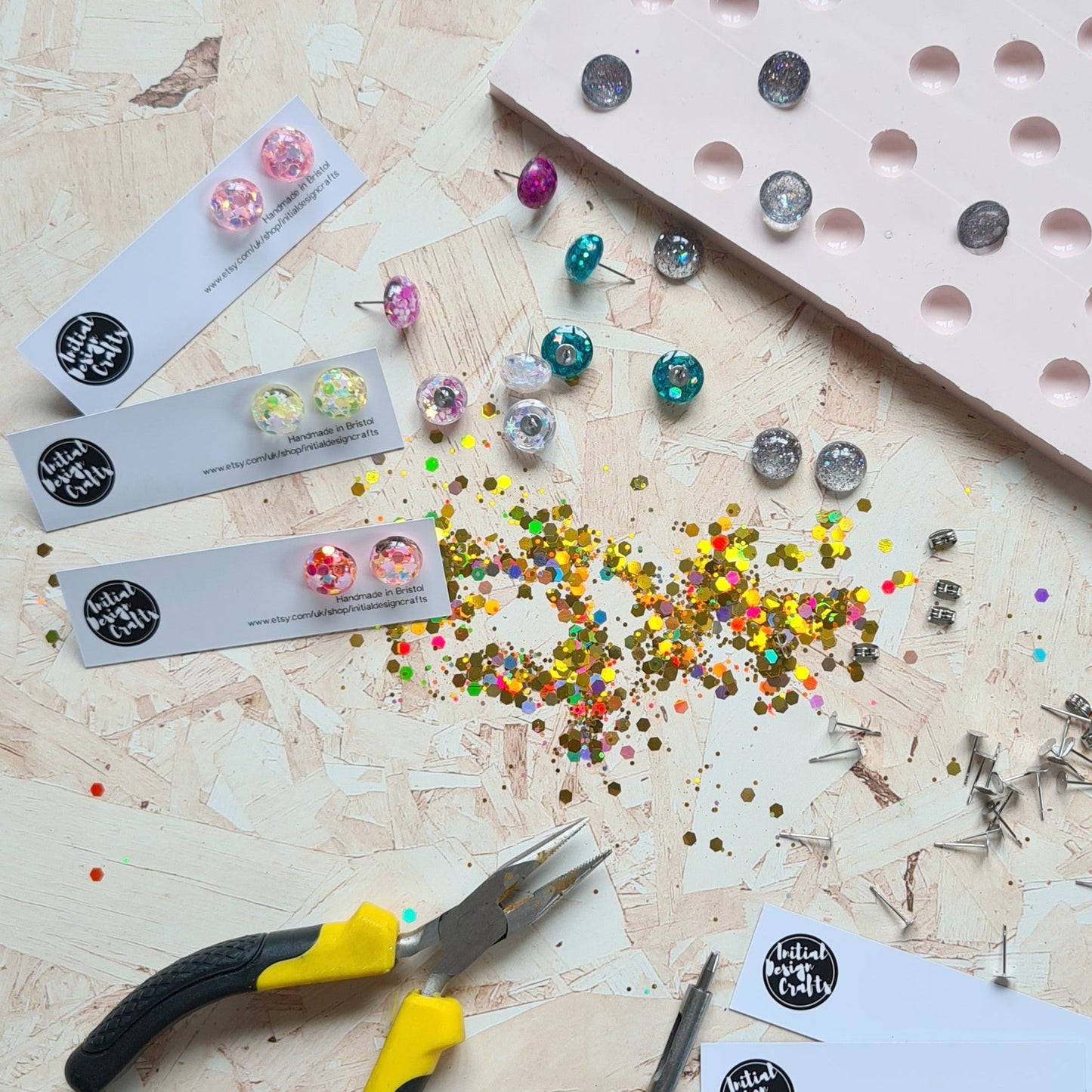 handmade stud earrings - hand cast from our own mould - the joyful rebel