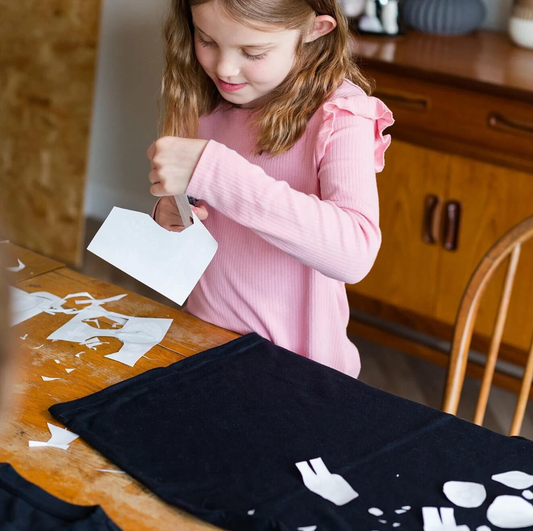 Space-themed iron-on shapes for kids craft kit
