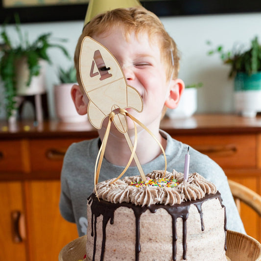 Space Rocket Number Cake Topper