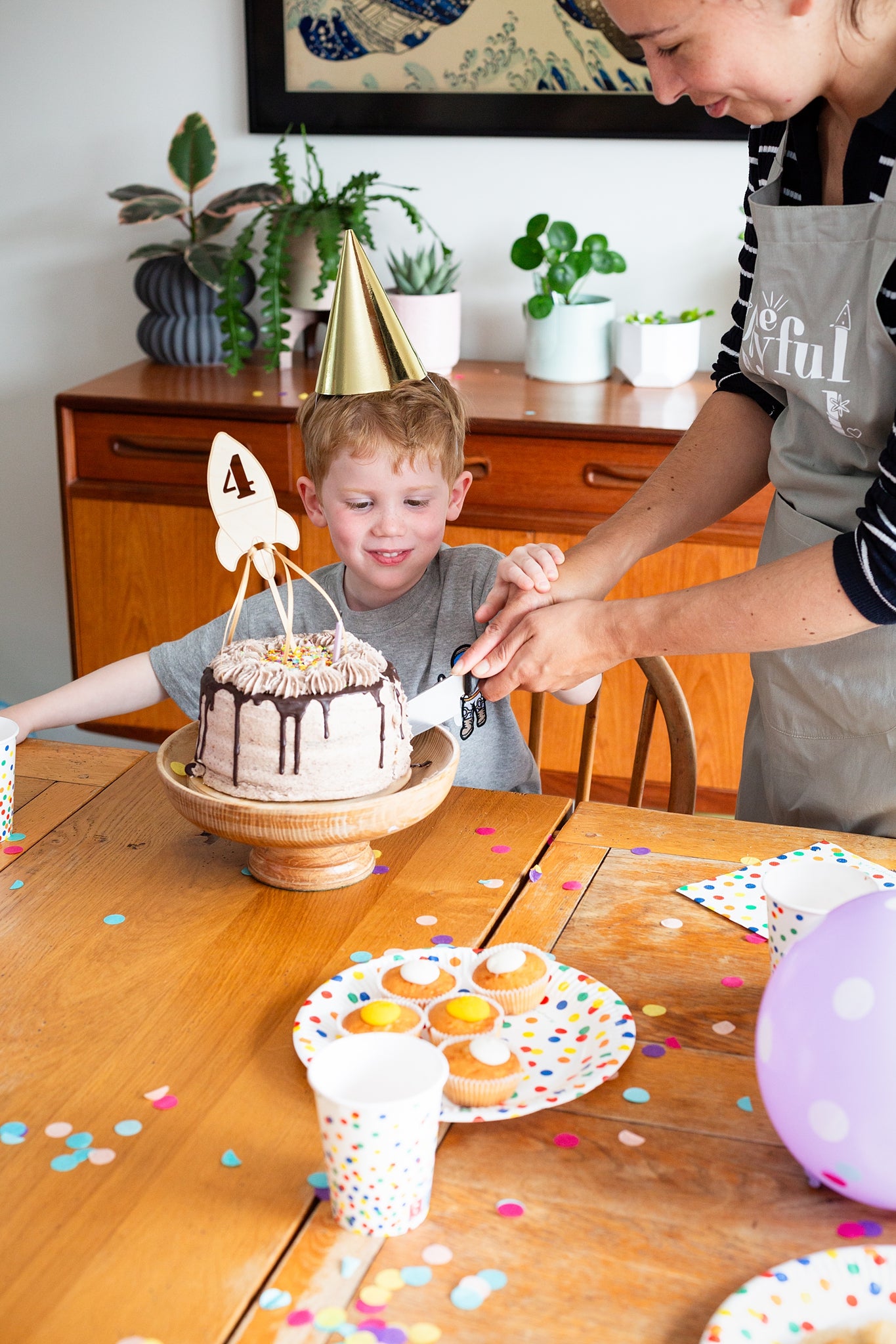 Space Rocket Number Cake Topper