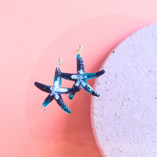 Ocean Blue Starfish Drop Earrings