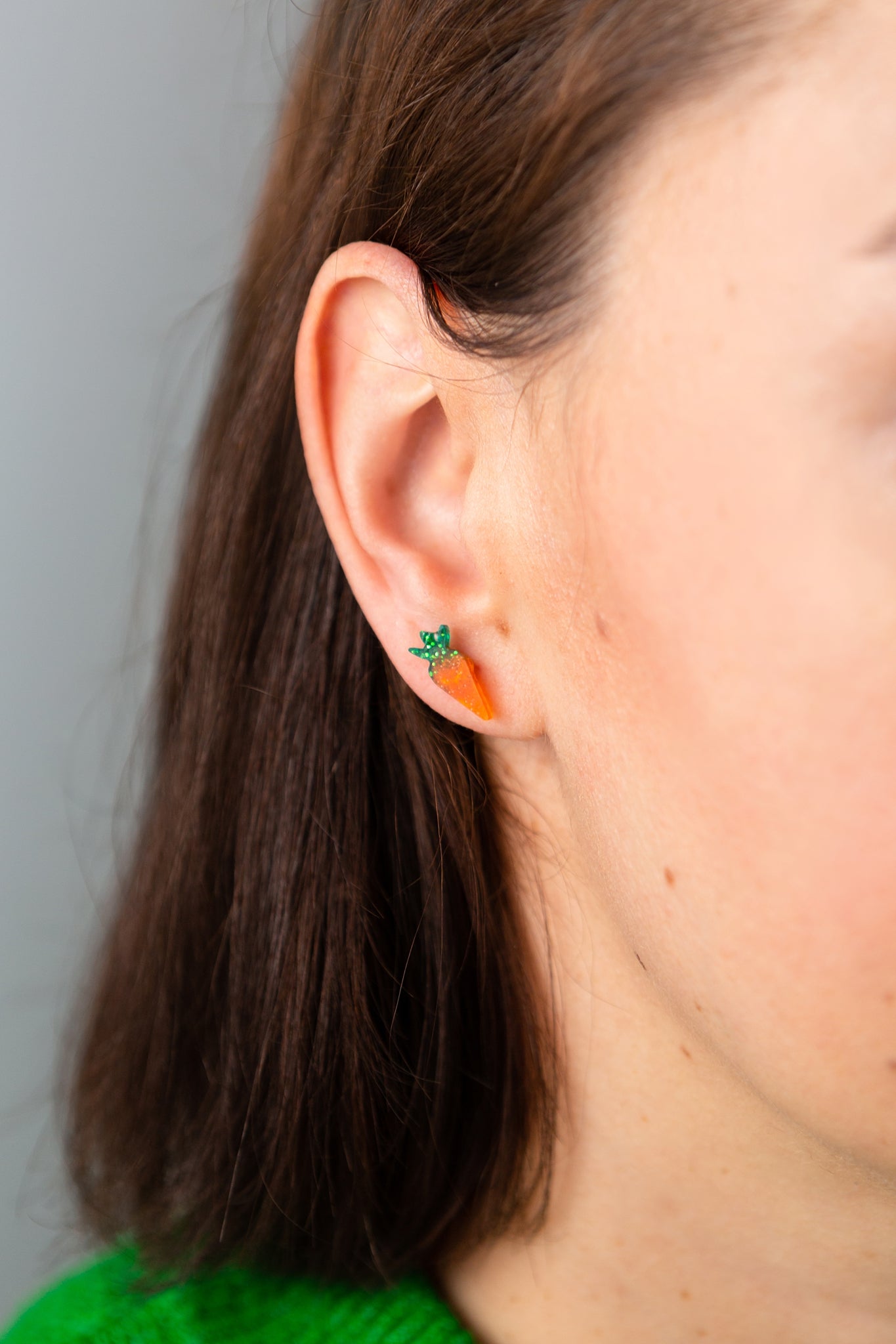 Tiny Triple Set of Stud Easter Earrings - rabbits and carrot