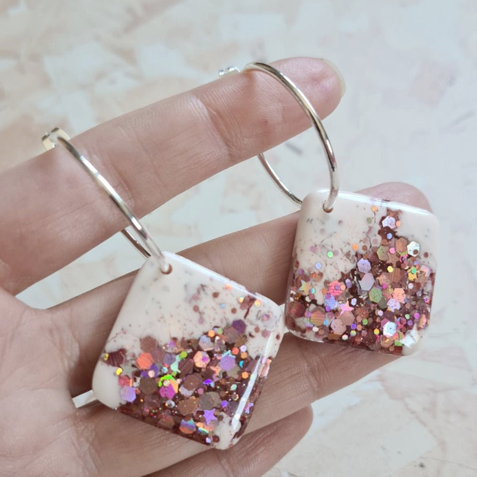 hand cast, handmade resin tile - super shiny and light weight - the joyful rebel