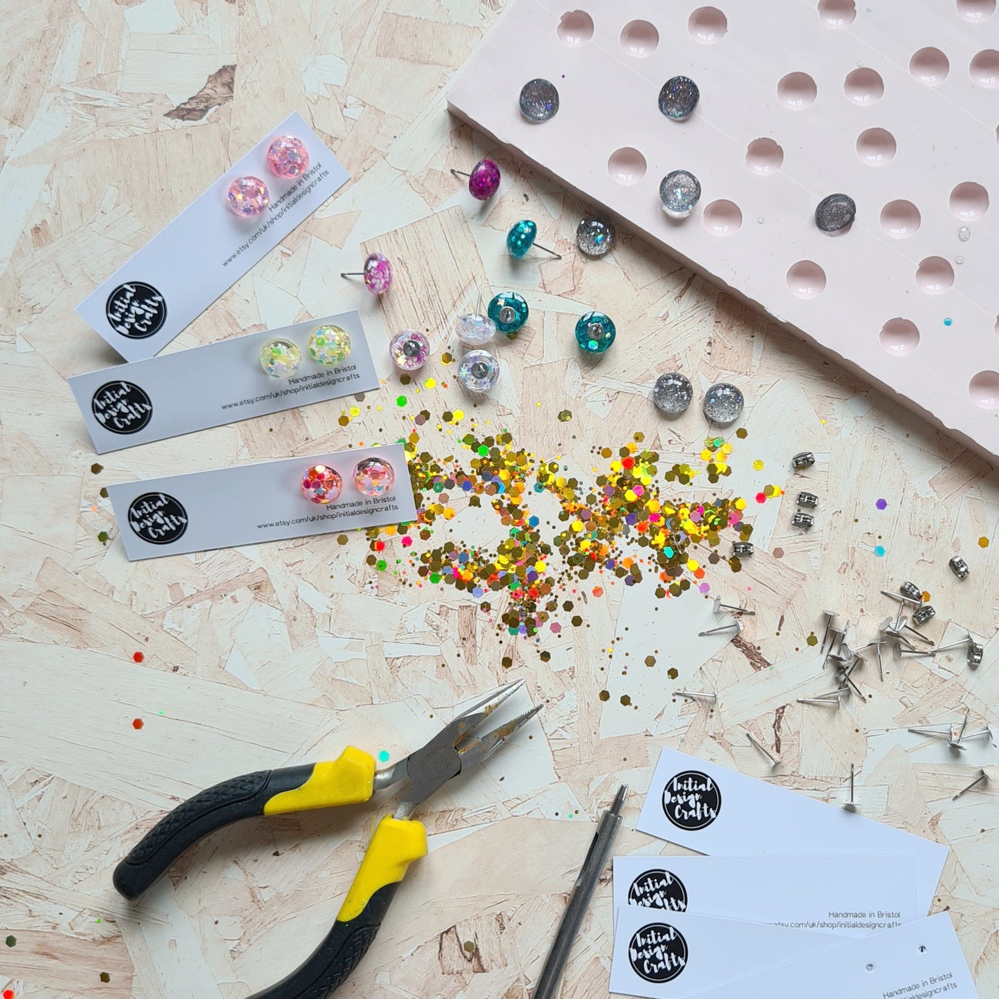 Silicone hand cast resin studs - all handmade .