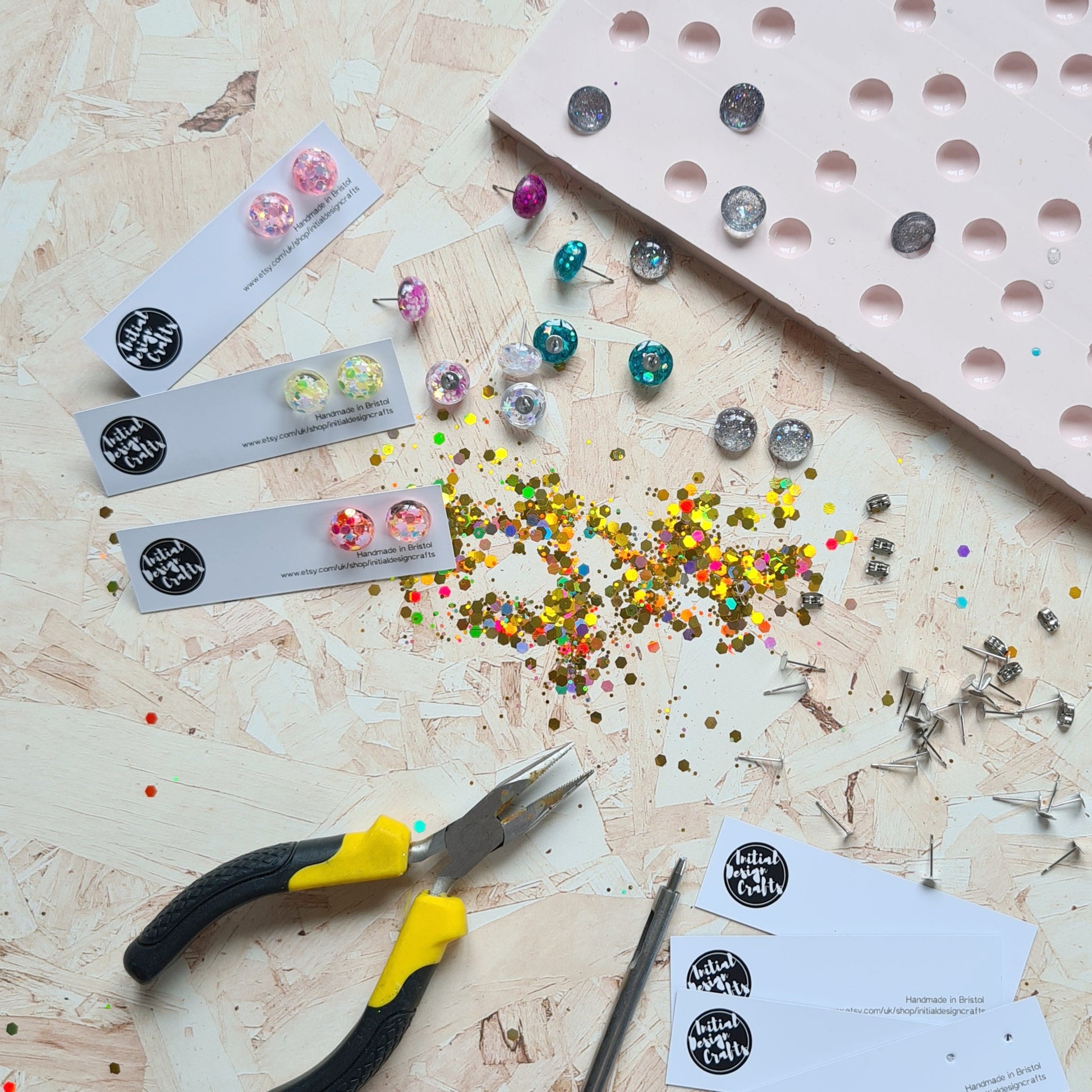 Silicone hand cast resin studs - all handmade .