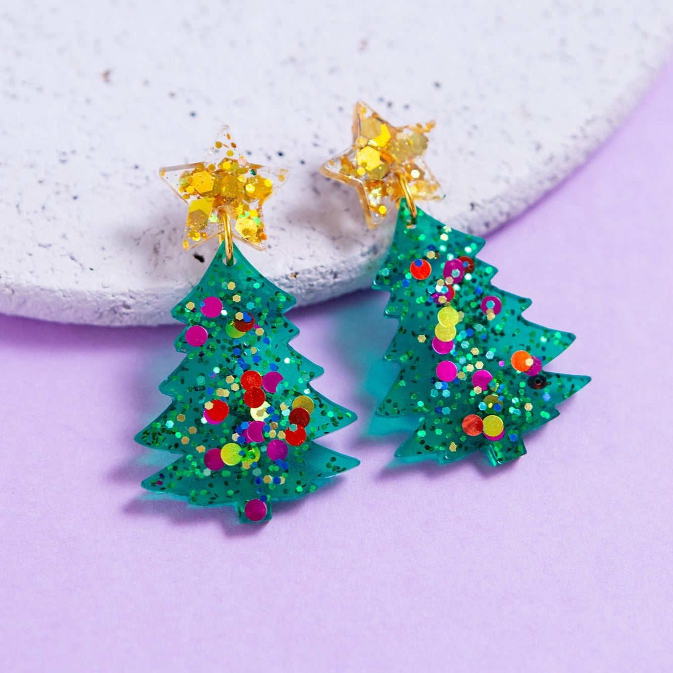 Gold christmas clearance tree earrings