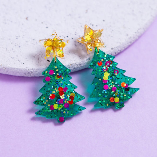 Bright and colourful Christmas earrings from the joyful rebel