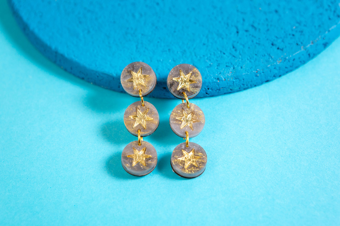 Grey Constellation Star Earring - Triple