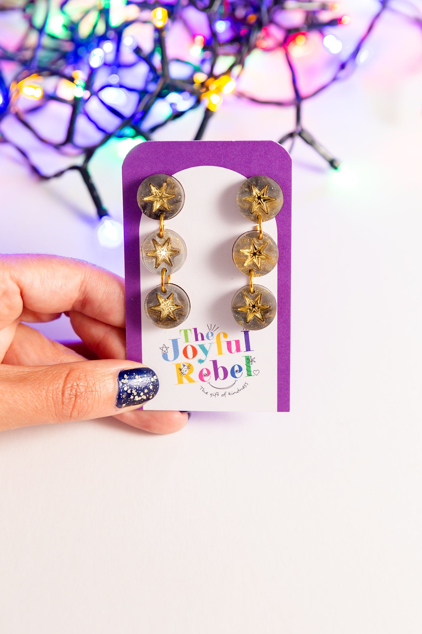 Grey Constellation Star Earring - Triple