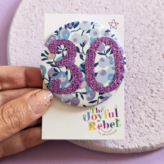 Liberty Print Custom Birthday Badges - Any Age