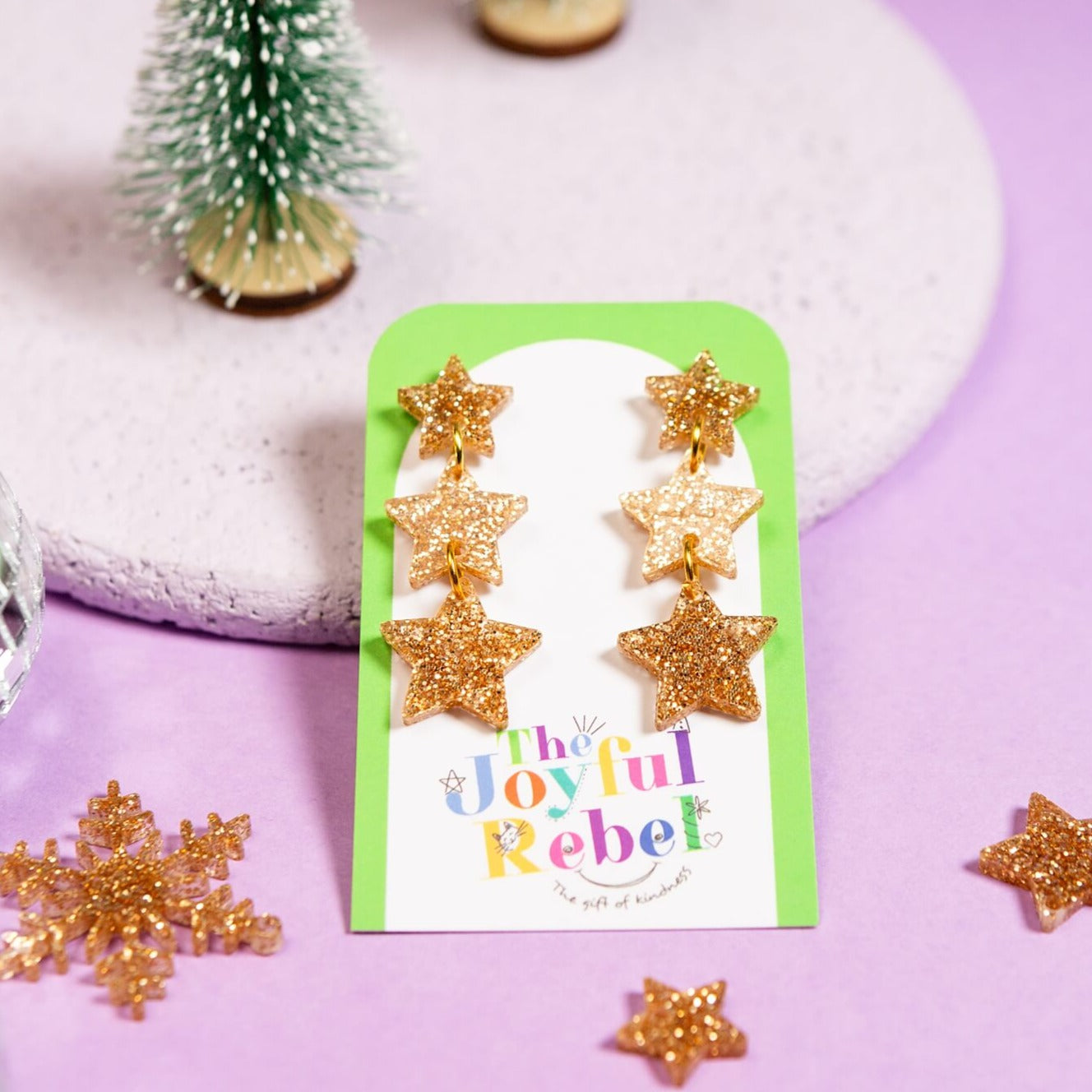 Super glittery gold drop earrings by The Joyful Rebel