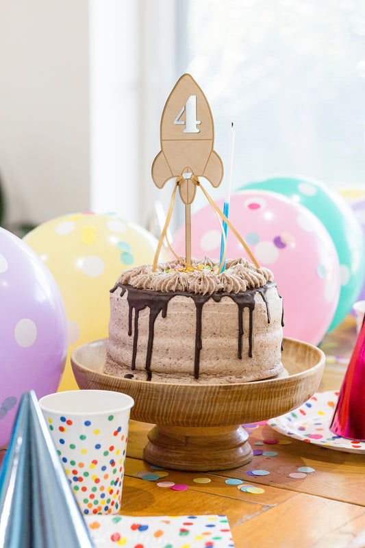 Space Rocket Number Cake Topper