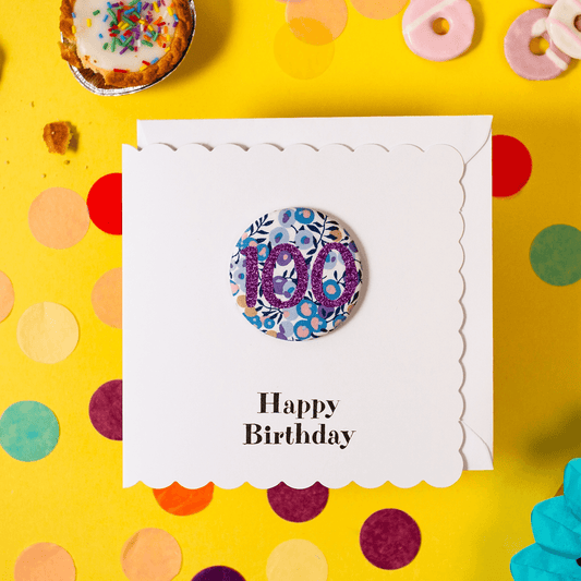 100th Birthday Card and Badge Set