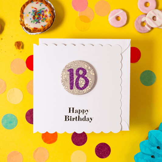 18th Birthday Card and Badge Set
