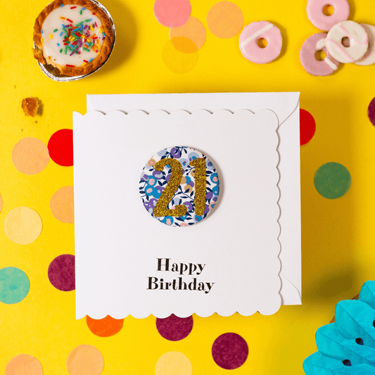 21st Birthday Card and Badge Set