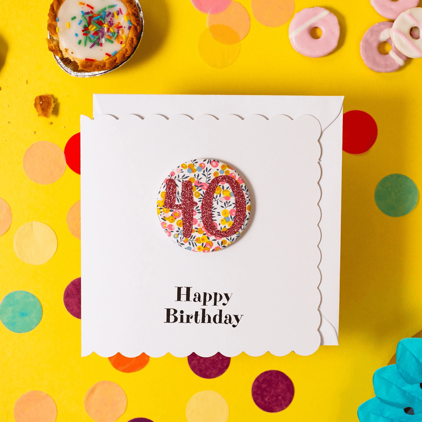 40th Birthday Card and Badge Set