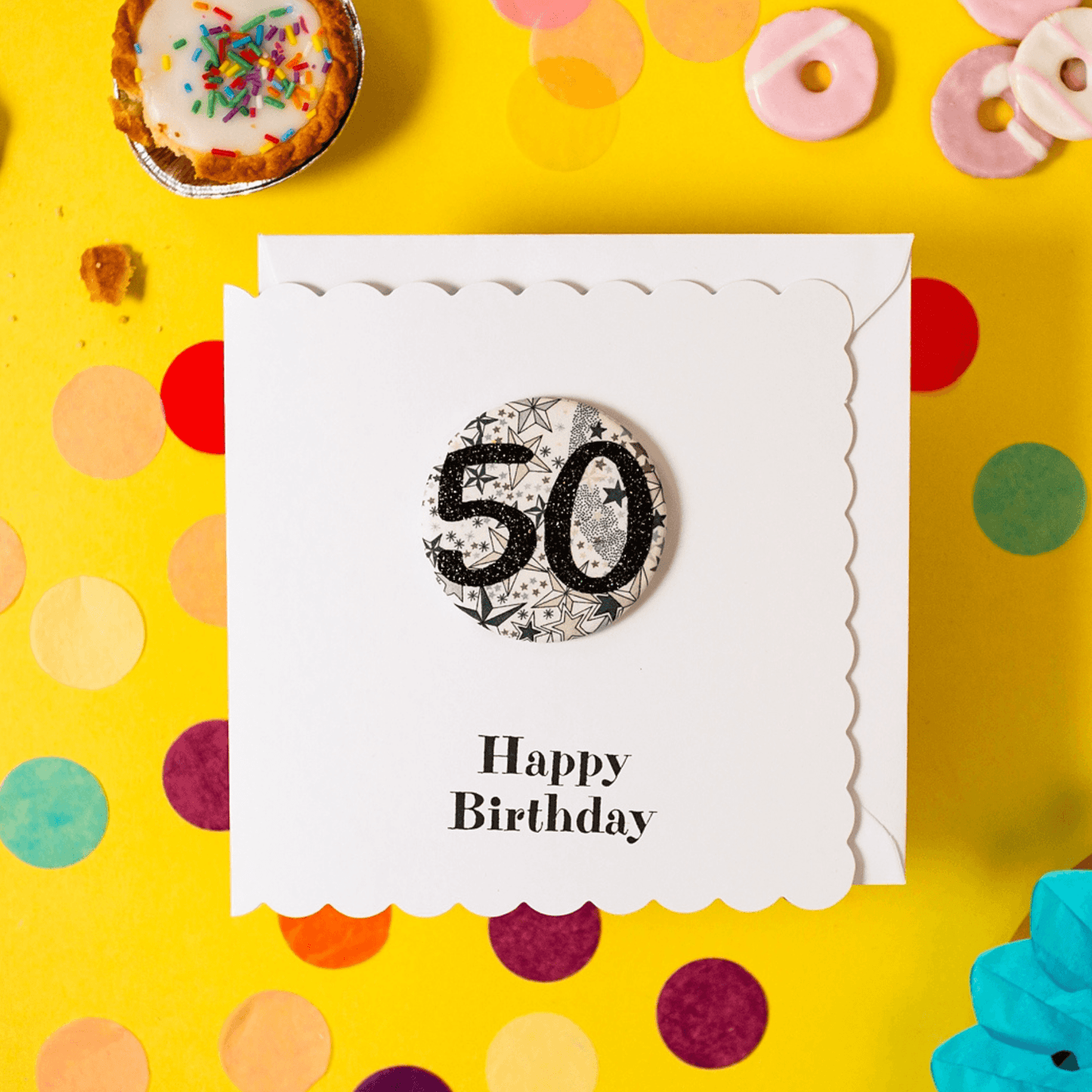 50th Birthday Card and Badge Set