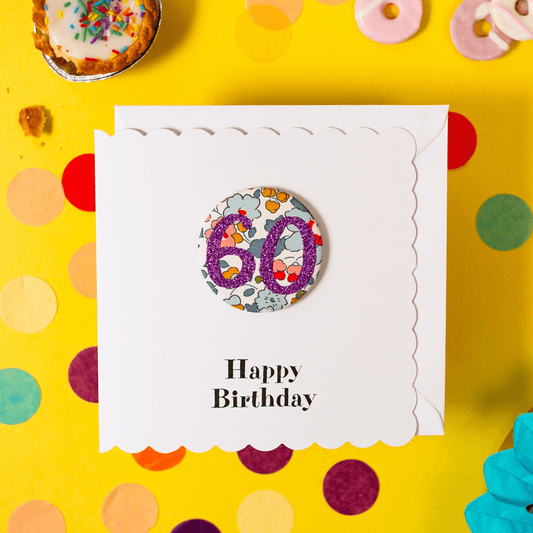 60th Birthday Card and Badge Set