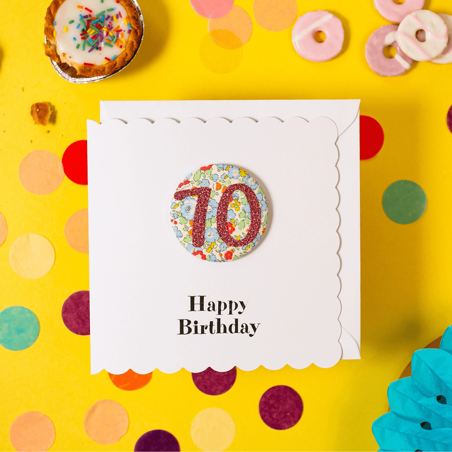 70th Birthday Card and Badge Set