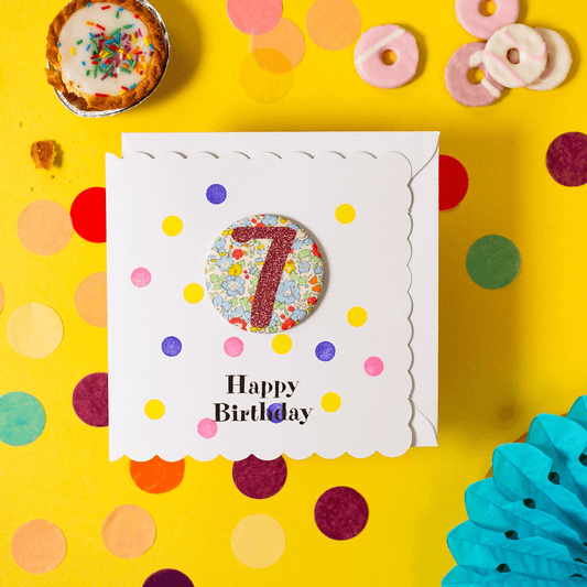 7th Birthday Card & Badge Set