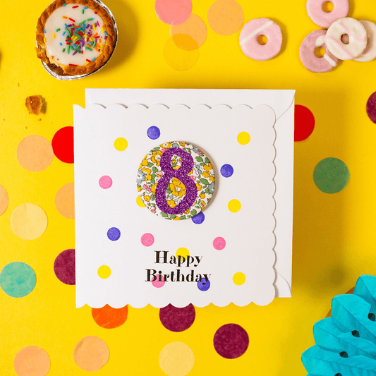 8th Birthday Card & Badge Set