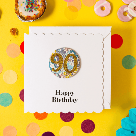 90th Birthday Card and Badge Set
