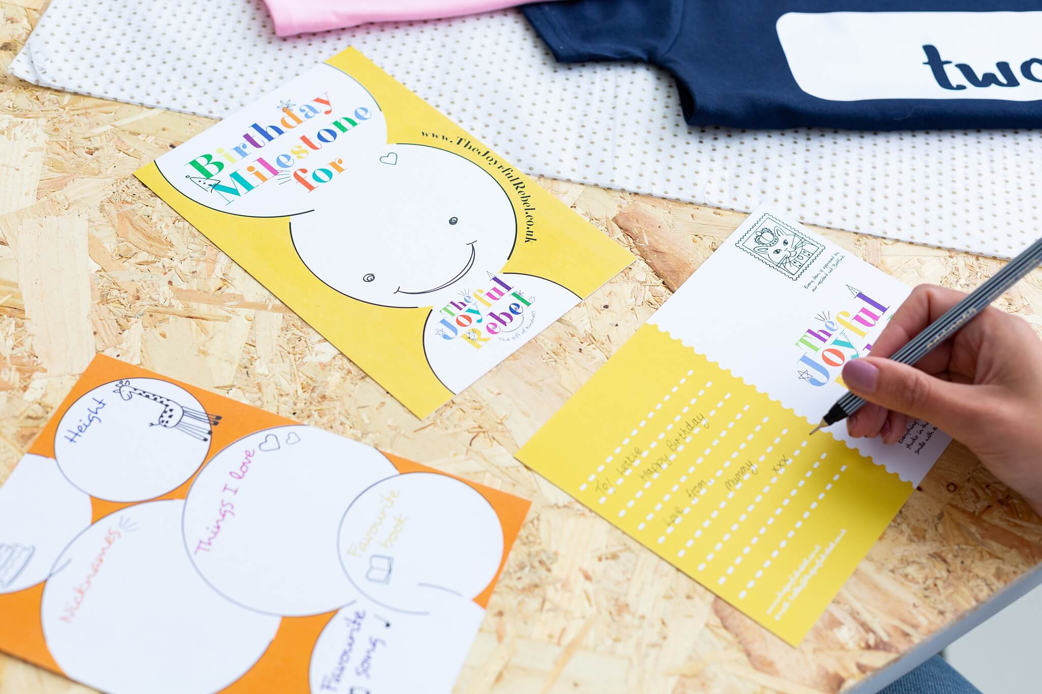 The Joyful Rebel Personalised birthday tshirts include a milestone card and birthday tshirt. Making it a lovely present for any birthday party.