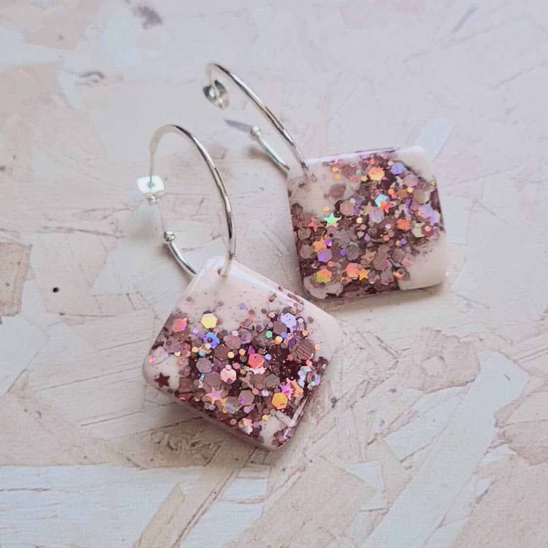 Rose gold glitter earrings sale