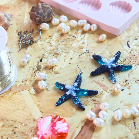Ocean Blue Starfish Drop Earrings